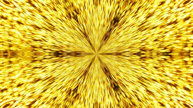 Abstract background with gold kaleidoscope. Seamless loop