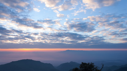 Fototapeta na wymiar Landscape of sunrise over the mountain