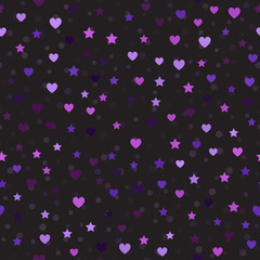 Fototapeta na wymiar Heart and star pattern with spots. Seamless vector background