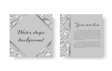 Ecological design of leaflet template with bright drops of water in organic style