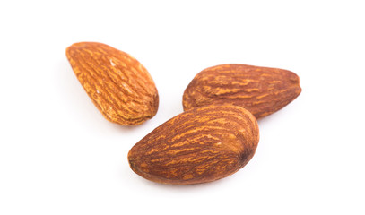 Almond on white background