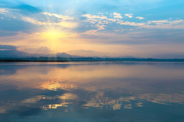 Reflection of seascape at sunrise