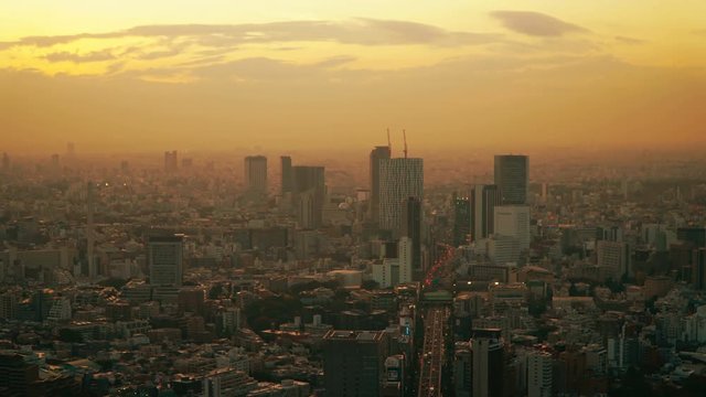 東京風景　タイムラプス　日没　4k