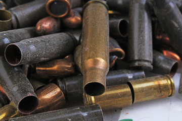Metal gun bullets. Weapon gun bullet texture.