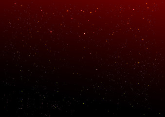 Fototapeta na wymiar Dark red night sky and gold stars background