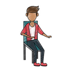 Young man sitting on chair icon vector illustration graphic design