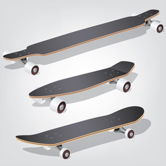 Set longboards and skateboards, cruiser