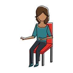 Young woman sitting on chair icon vector illustration graphic design