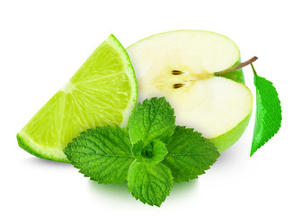apple and lime mint isolated on white © slawek_zelasko