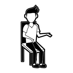 Young man sitting on chair icon vector illustration graphic design