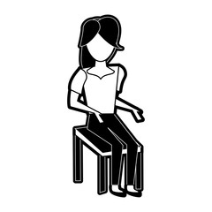 Young woman sitting on chair icon vector illustration graphic design