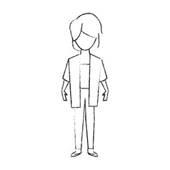 Woman posing cartoon icon vector illustration graphic design