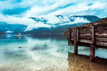 Touristic boat at beautiful Bohinj lake