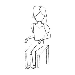 Young woman sitting on chair icon vector illustration graphic design