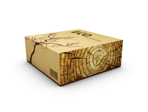 3d Illustration of Wooden box on white background