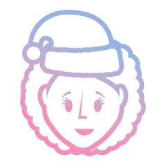 cartoon woman with christmas hat icon over white background vector illustration