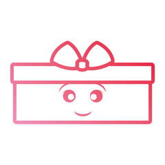 kawaii gift box icon over white background vector illustration