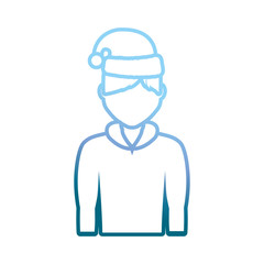 avatar man with christmas hat icon over white background vector illustration