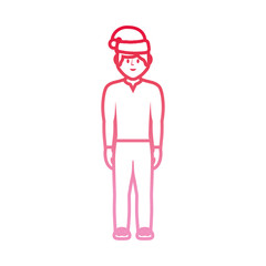 man standing with christmas hat icon over white background vector illustration