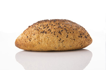 Front View 
of Golden Brown Sourdough Bread Isolated on White Background Shot in Studio