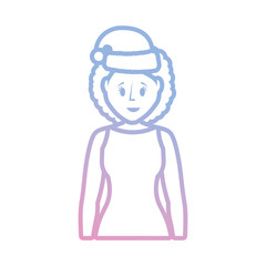 cartoon woman with christmas hat icon over white background vector illustration