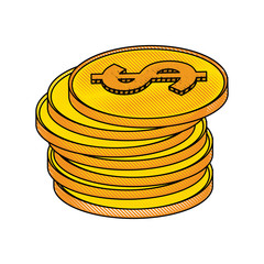 Coins piled up icon vector illustration graphic design