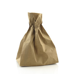 brown paper bag isolated on white background with Clipping Path
