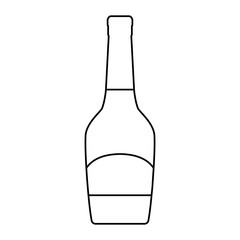 flat line  uncolored bottle  of champagne over white background  vector illustration