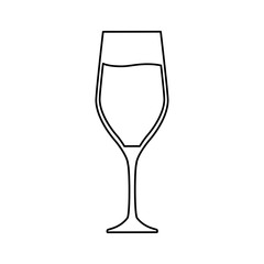 flat line uncolored glass over white background vector illustratio