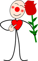 Strichmännchen mit Rose zum Muttertag