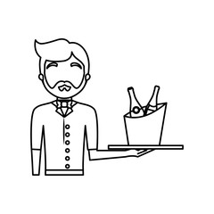 bartender holding a tray with drinks icon over white background vector illustration