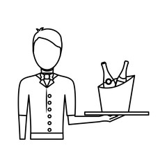 bartender holding a tray with drinks icon over white background vector illustration