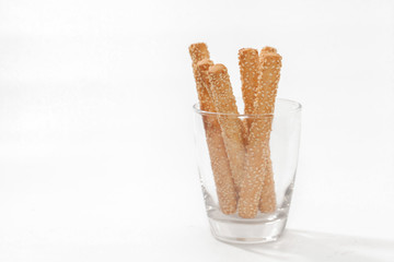 bread stick on glass