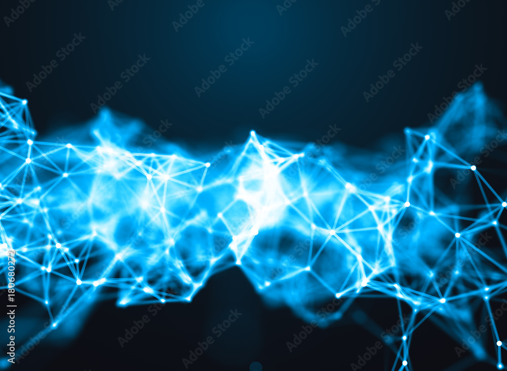 Poster abstract futuristic geometrical and science color neon background with space for copy. plexus connec