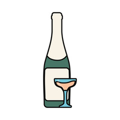 champagne bottle and glasses icon over white background vector illustration