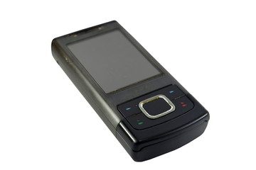 Black old cell phone isolate on white background