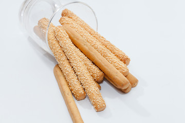 bread stick on glass