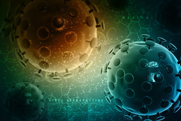 3d rendering Virus bacteria cells background