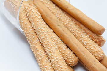 bread stick on glass