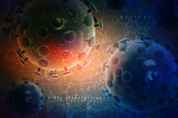 3d rendering Virus bacteria cells background