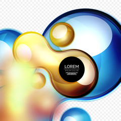 Glass bubbles on grey, modern techno liquid design