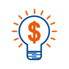 idea bulb with dollar money creative symbol vector illustration