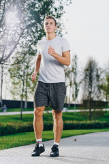Fototapeta premium a man in sports clothes on a run