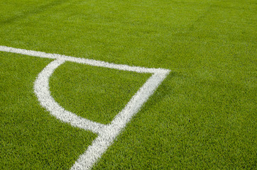 The Corner of the artificial grass soccer field.