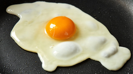 Fried egg on a Black pan