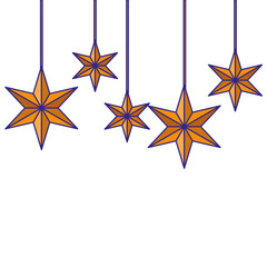 Obraz premium christmas ornaments with stars hanging and decoration vector illustration