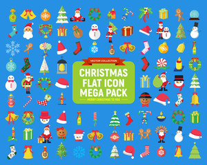 Cute Christmas Vector Graphic Flat Icon Mega Pack