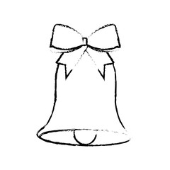 christmas bell with bow decoration season vector illustration