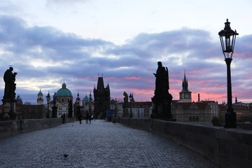 picturesque Charles bridge at dawn, Prague, Czech Republic 