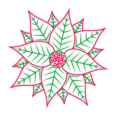 christmas poinsettia flower and leaves decoration vector illustration